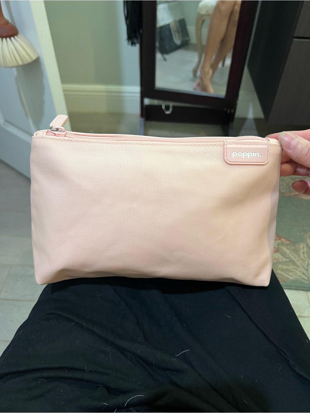 Poppin Medium Blush Pink Zip Cosmetic Pouch Like New!